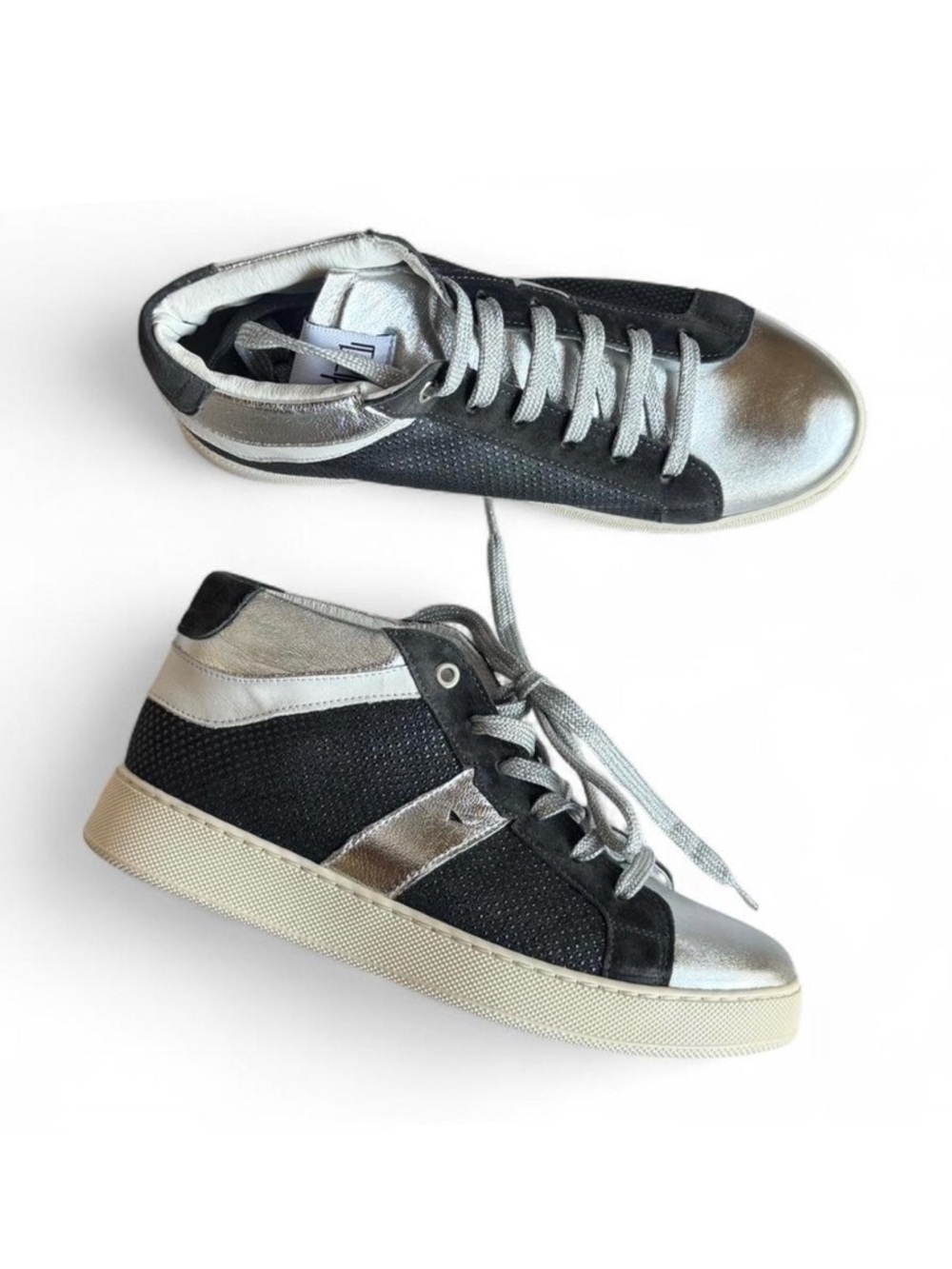 ASHA Silver Metal High-Top Sneakers